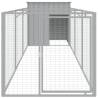 Dog House with Run - Light Grey Galvanised Steel 110x405 cm