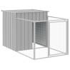 Dog House with Run - Light Grey Galvanised Steel 110x405 cm