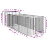 Dog House with Run - Light Grey Galvanised Steel 110x405 cm