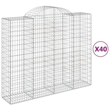 Arched Gabion Baskets - 40 pcs Galvanised Iron 200x50x160/180 cm