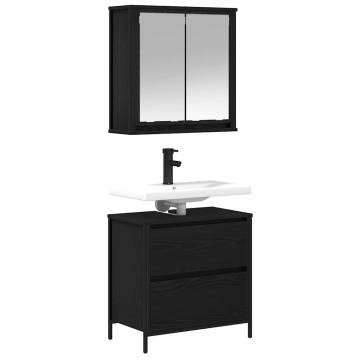 2 Piece Bathroom Furniture Set - Black Oak Engineered Wood