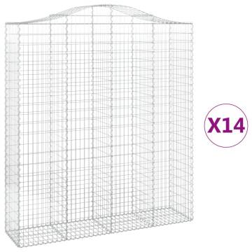 Arched Gabion Baskets - 14 pcs Galvanised Iron Garden Barrier