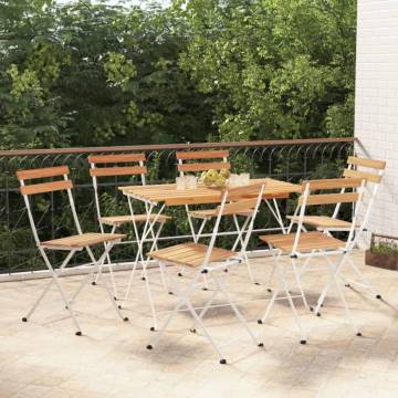 Folding Bistro Chairs 6 pcs - Solid Wood & Steel | HipoMarket