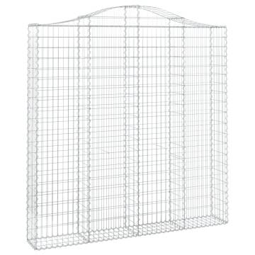 Arched Gabion Baskets 12 pcs - Galvanised Iron | Hipomarket