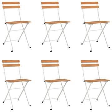 Folding Bistro Chairs 6 pcs - Solid Wood & Steel | HipoMarket