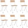 Folding Bistro Chairs 6 pcs - Solid Wood & Steel | HipoMarket