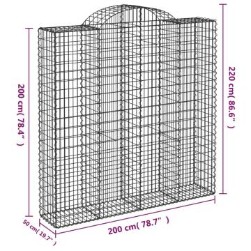 Arched Gabion Baskets - 40 pcs Galvanised Iron 200x50x200/220 cm