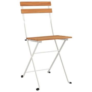 Folding Bistro Chairs 6 pcs - Solid Wood & Steel | HipoMarket