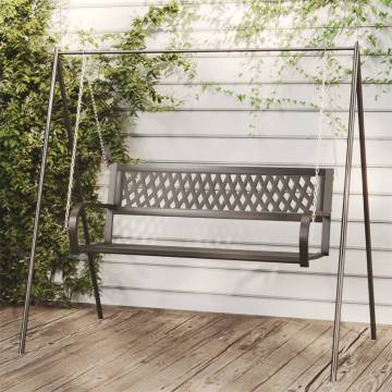 Garden Swing Bench 125 cm - Durable Steel & Plastic in Black