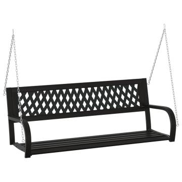 Garden Swing Bench 125 cm - Durable Steel & Plastic in Black