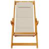 Folding Beach Chair with Armrests - Taupe Acacia & Textilene