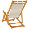 Folding Beach Chair with Armrests - Taupe Acacia & Textilene