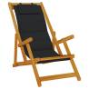 Folding Beach Chair with Armrests - Black Acacia & Textilene