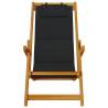 Folding Beach Chair with Armrests - Black Acacia & Textilene