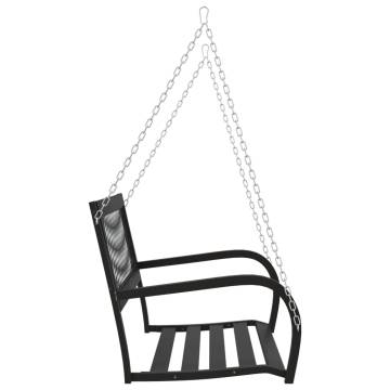 Garden Swing Bench 125 cm - Durable Steel & Plastic in Black