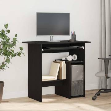 Sleek Black Oak Desk - Engineered Wood 80x45x74 cm