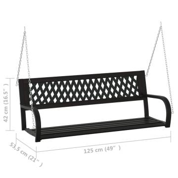 Garden Swing Bench 125 cm - Durable Steel & Plastic in Black