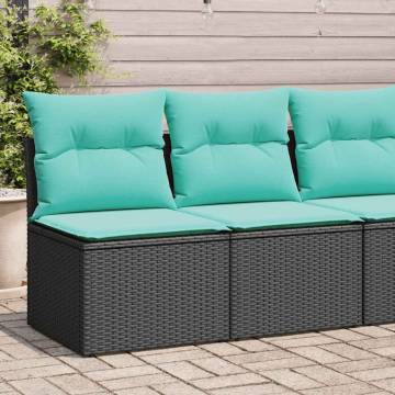 2 Piece Garden Sofa Set with Cushions - Black Poly Rattan