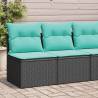 2 Piece Garden Sofa Set with Cushions - Black Poly Rattan