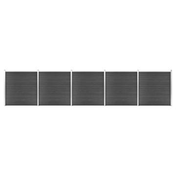 Fence Panel Set WPC 872x186 cm Black | Durable & Stylish