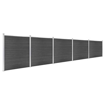 Fence Panel Set WPC 872x186 cm Black | Durable & Stylish