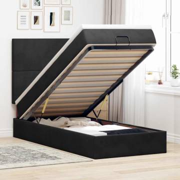 Ottoman Bed with Mattresses Black 140x190cm Velvet | HipoMarket