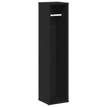 Bathroom Cabinet with Roll Holder - Black 20.5x20x90 cm