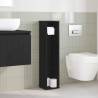 Bathroom Cabinet with Roll Holder - Black 20.5x20x90 cm