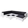 8 Piece Garden Lounge Set with Cushions - Poly Rattan White