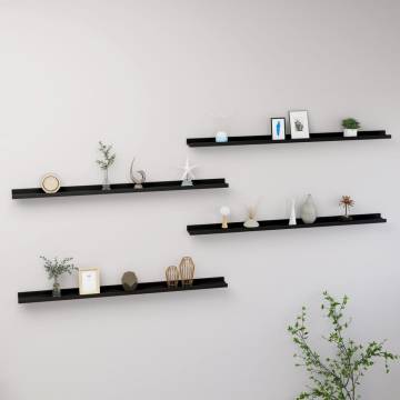 Stylish Black Wall Shelves - 4 pcs, 115x9x3 cm | HipoMarket