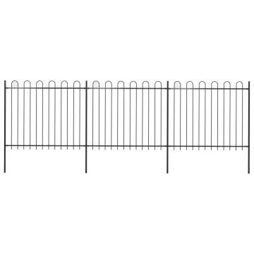 Elegant Black Garden Fence with Hoop Top - 5.1x1.5m