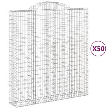 Arched Gabion Baskets - 50pcs Galvanised Iron - Durable Garden Barrier