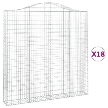 Arched Gabion Baskets - 18 pcs Galvanised Iron | Hipomarket