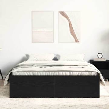 Black Oak Bed Frame 140x190 cm | Durable Engineered Wood