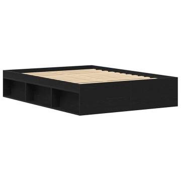 Black Oak Bed Frame 140x190 cm | Durable Engineered Wood