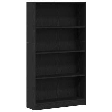 4-Tier Black Oak Bookcase | Stylish & Functional Storage