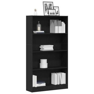 4-Tier Black Oak Bookcase | Stylish & Functional Storage