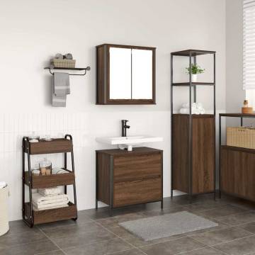 2 Piece Bathroom Furniture Set - Brown Oak Engineered Wood