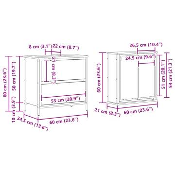 2 Piece Bathroom Furniture Set - Brown Oak Engineered Wood