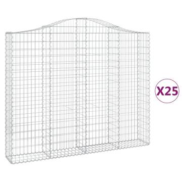 Arched Gabion Baskets - 25 pcs Galvanised Iron | Hipomarket