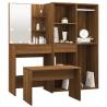 Dressing Table Set with LED - Brown Oak Engineered Wood