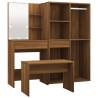 Dressing Table Set with LED - Brown Oak Engineered Wood