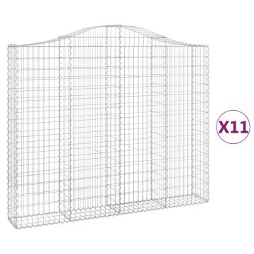 Arched Gabion Baskets - Galvanised Iron, 11 pcs, 200x30x160/180 cm