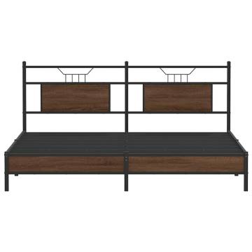 Brown Oak Bed Frame without Mattress - 183x213 cm