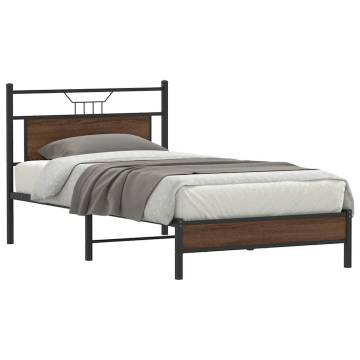 Brown Oak Bed Frame 107x203 cm - Durable & Stylish