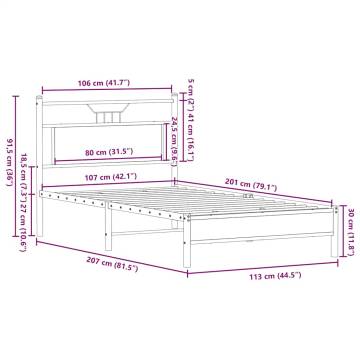 Brown Oak Bed Frame 107x203 cm - Durable & Stylish