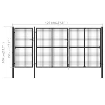 Garden Gate Steel 400x150 cm Anthracite - Durable & Secure Entry