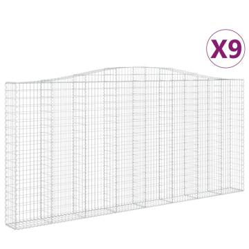 Arched Gabion Baskets 9 pcs | Galvanised Iron Garden Barriers