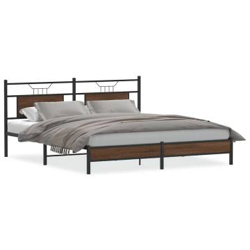 Stylish Bed Frame without Mattress - Brown Oak 160x200 cm