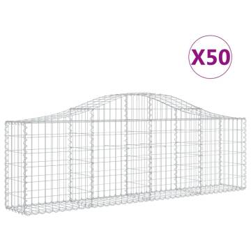 Arched Gabion Baskets 50 pcs - Galvanised Iron Garden Barriers